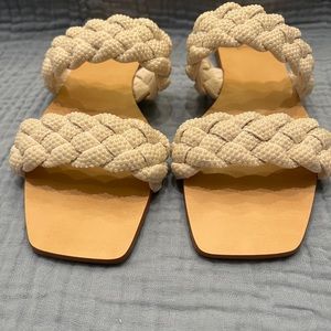 NWT INC white pearl sandals